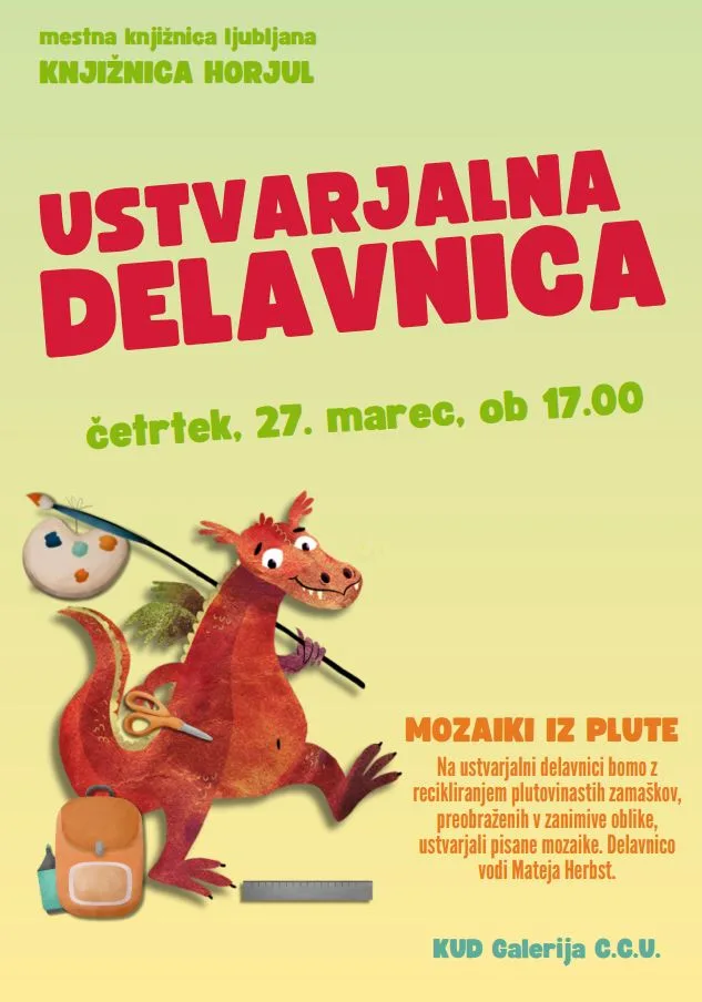 Ustvarjalna delavnica MOZAIKI IZ PLUTE – KUD Galerija C.C.U
