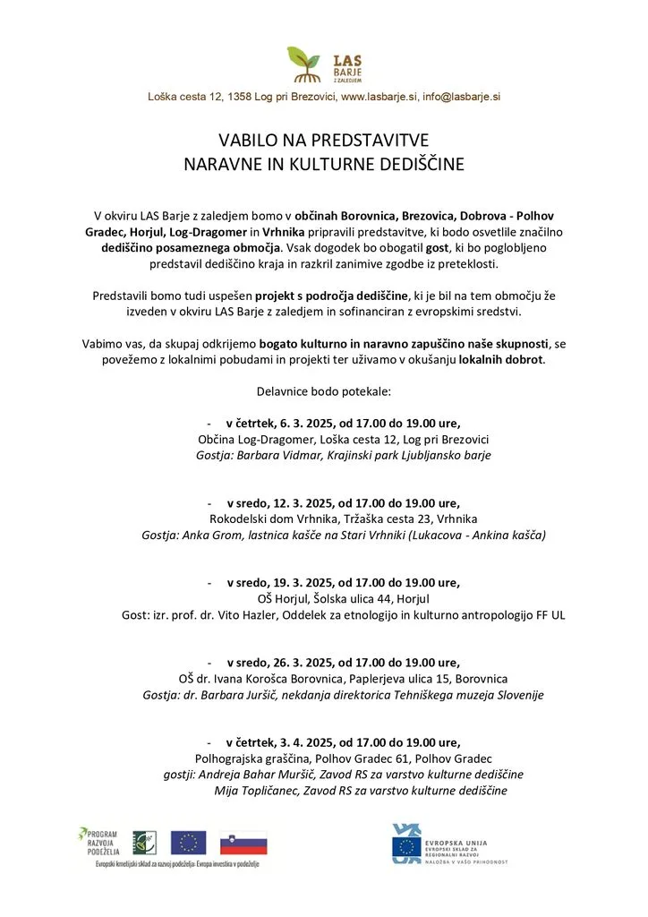 Predstavitev naravne in kulturne dediščine