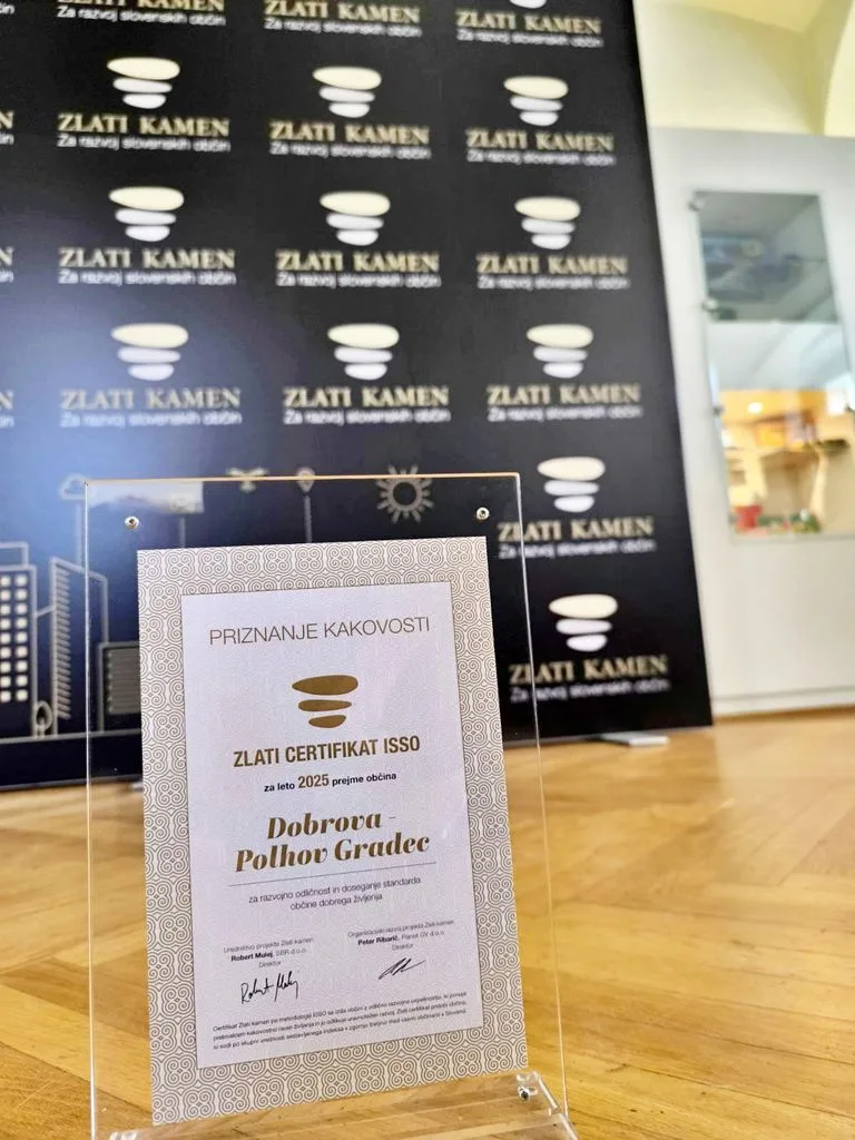 Občina prejela Zlati certifikat ISSO za razvojno odličnost