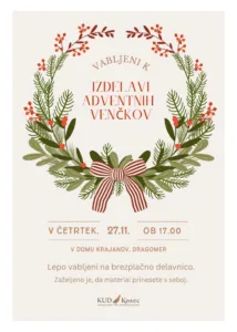 Vabljeni na delavnico izdelave adventnih venčkov!