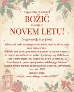 Tople želje za čudovit božič in obilje v novem letu!