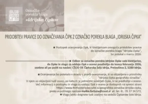 Pridobitev pravice do označevanja čipk z označbo porekla blaga »IDRIJSKA ČIPKA«